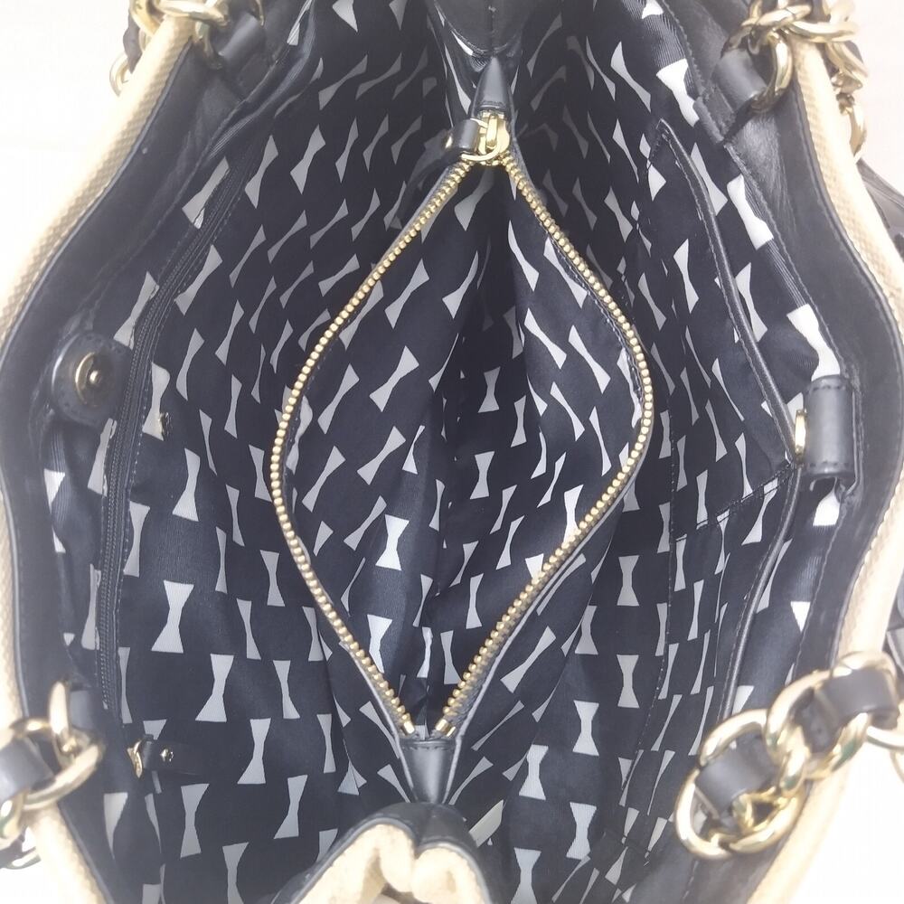 Kate Spade Veranda Place Quilted Bow Straw Chain Strap Satchel Shoulder Bag - Picture 13 of 16